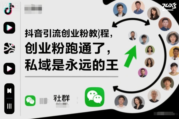 抖音引流创业粉教程，创业粉终于跑通了，私域是永远的王-鹰眼AI