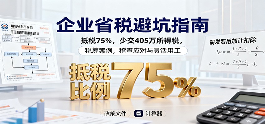 企业省税避坑指南：抵税75%，少交405万所得税，税筹案例，稽查应对与灵活用工-鹰眼AI