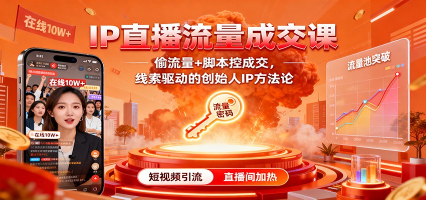 IP直播流量成交课：偷流量+脚本控成交，线索驱动的创始人IP方法论-鹰眼AI