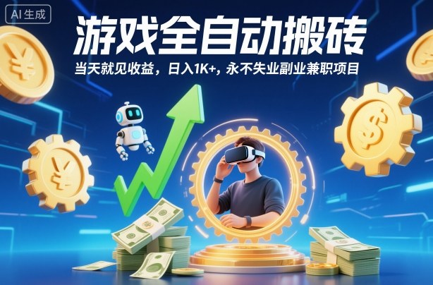 游戏全自动搬砖，当天就见收益，日入1K+，永不失业副业兼职项目【揭秘】-鹰眼AI