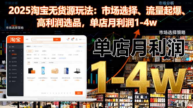 2025淘宝无货源玩法：市场选择、流量起爆、高利润选品，单店月利润1-4w-鹰眼AI