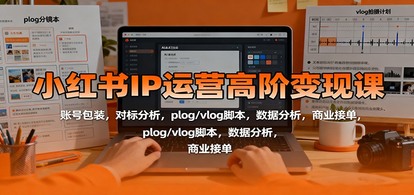 小红书IP运营高阶变现课：账号包装，对标分析，plog/vlog脚本，数据分析，商业接单-鹰眼AI