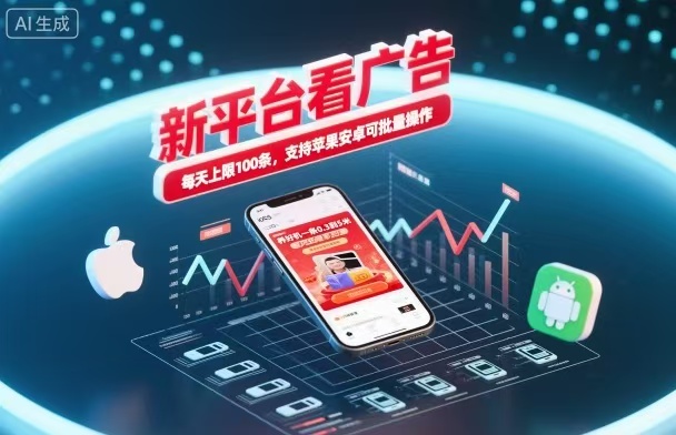 新台看广告，养好机一条5毛到5块，单机日入30到100，支持苹果安卓，可批量操作。-鹰眼AI