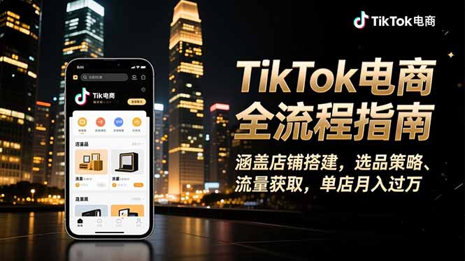 TikTok电商全流程指南，涵盖店铺搭建、选品策略、流量获取，单店月入过万-鹰眼AI