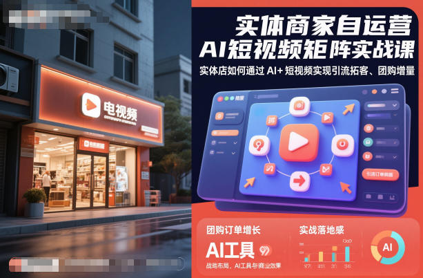 实体商家自运营AI短视频矩阵实战课，实体店如何通过AI+短视频实现引流拓客、团购增量-鹰眼AI