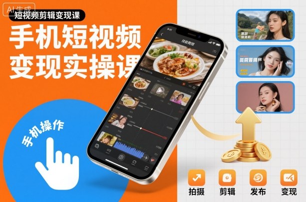 手机短视频变现实操课，短视频剪辑变现课-鹰眼AI