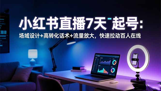 小红书直播7天起号：场域设计+高转化话术+流量放大，快速拉动百人在线-鹰眼AI