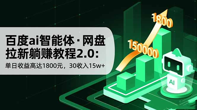 百度ai智能体·网盘拉新躺赚教程2.0：单日收益高达1800元，30收入15w+-鹰眼AI